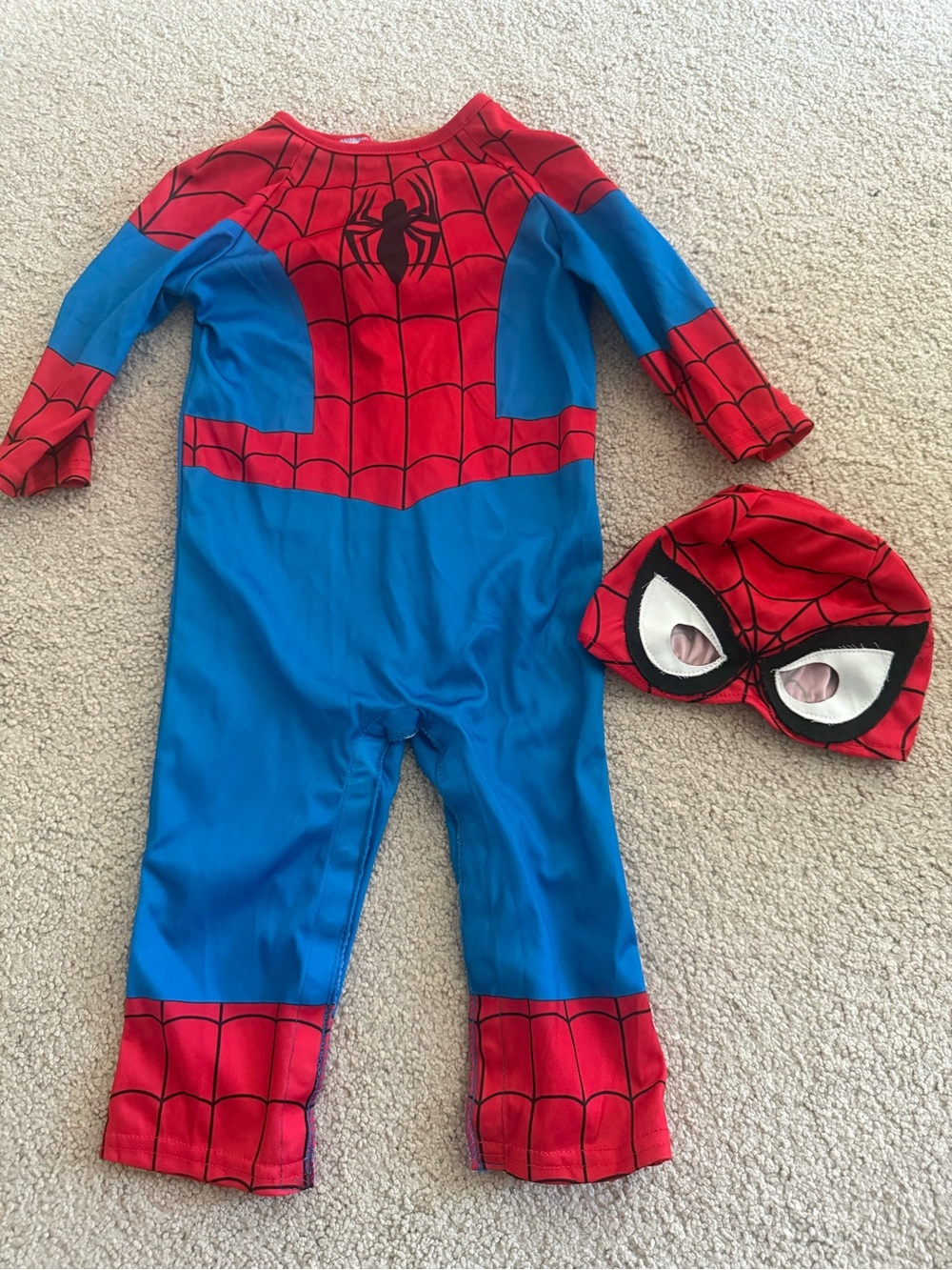 6-12 month infant Red & Blue Spider-Man spider Hero Kids Costume with eye mask